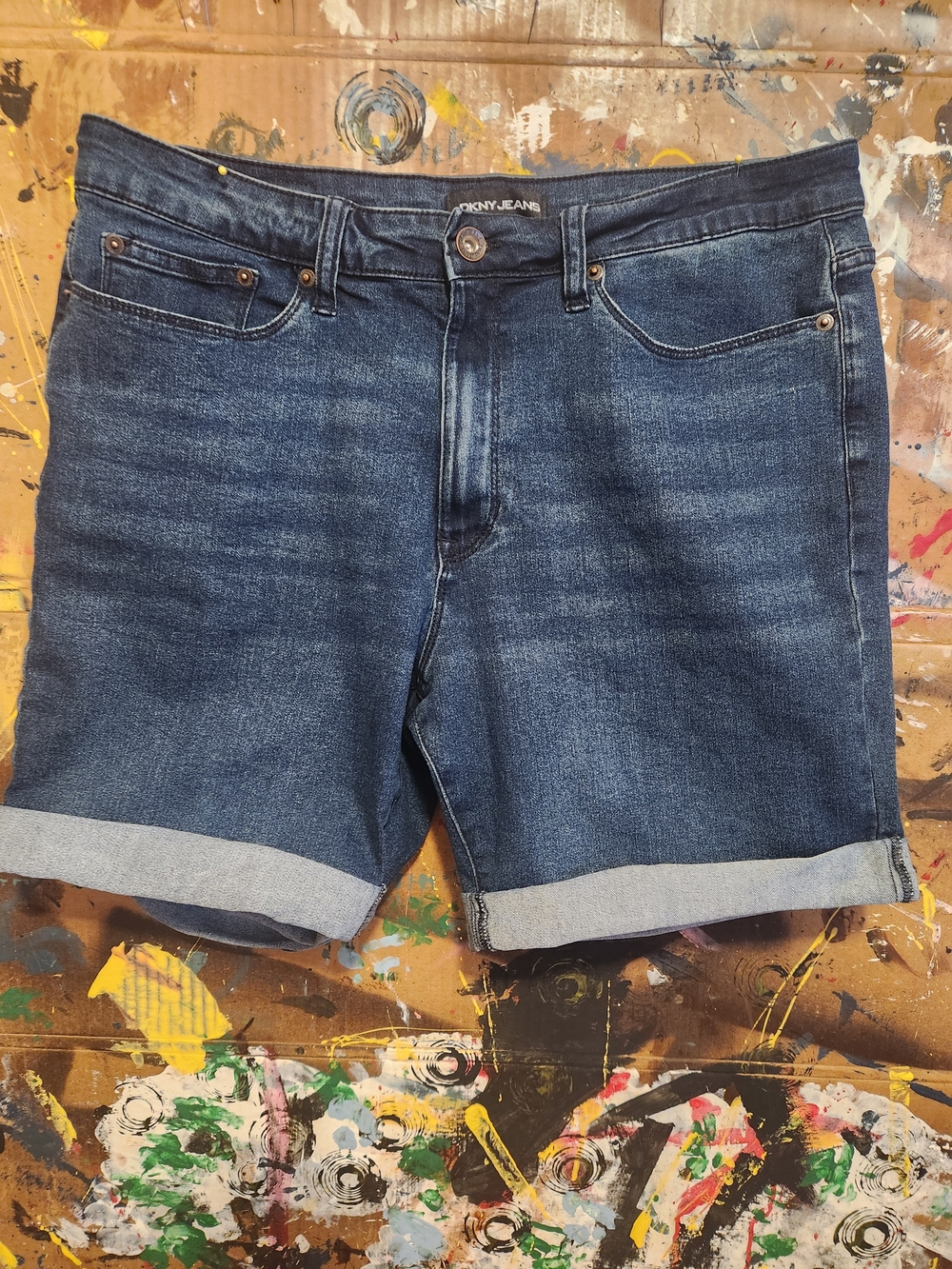 DKNY Men's Rolled Hem Indigo Denim Shorts